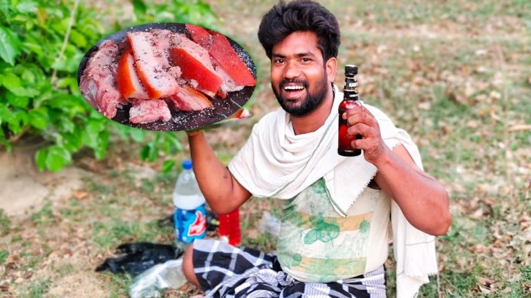 #Pork cooking and eating late evening in village forest |different style pork fry |pig meat recipe