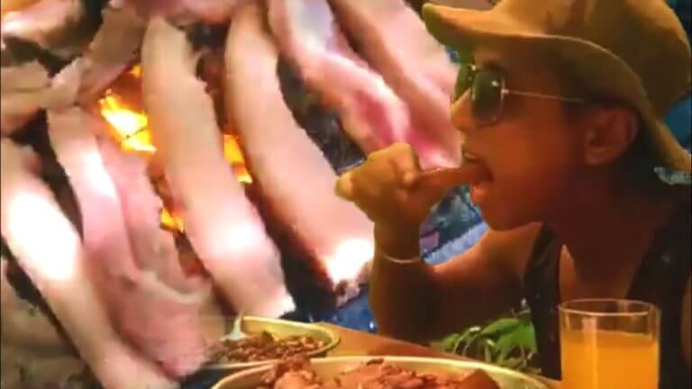 pork BBQ with green chilli sauce delicious /cooking and eating show by MKN