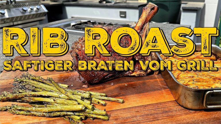 RIB ROAST mit Knoblauchkartoffeln und Spargel vom Grill