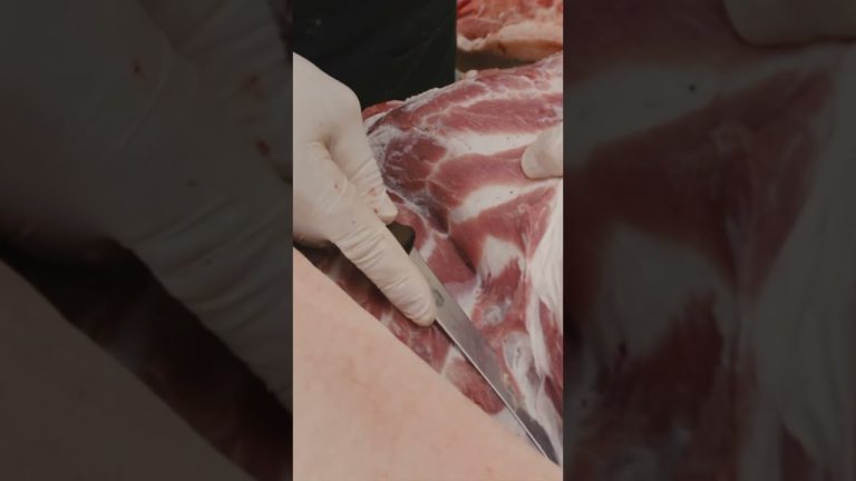 Removing pork belly from the ribs. 🔪🐷 #shorts #pork #porkbelly #thebeardedbutchers