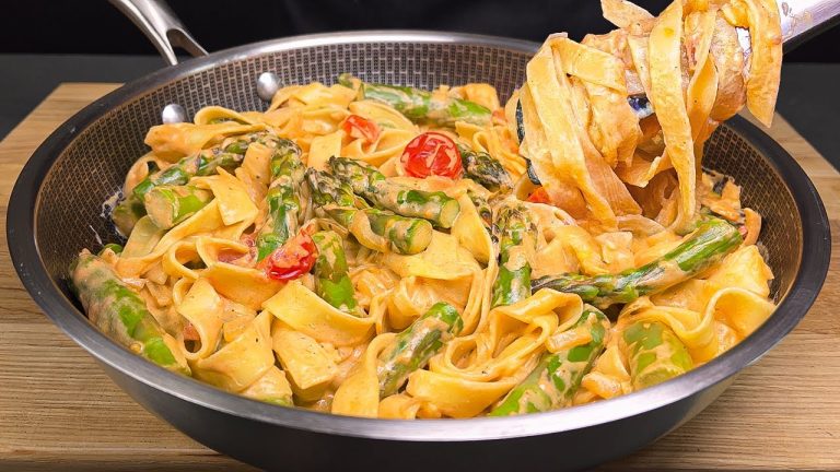 Diese Pasta koche ich zweimal die Woche! Gesundes Rezept mit Spargel! Lecker!