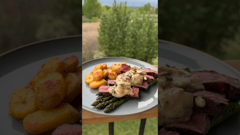 Grilled Steak with Mushroom Sauce #grilling #steakdinner