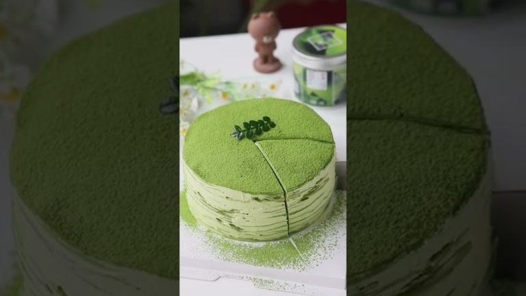 Making Matcha Mille Crepe ~ #food #recipes #shots #shortsvideo #drink #tea#cake