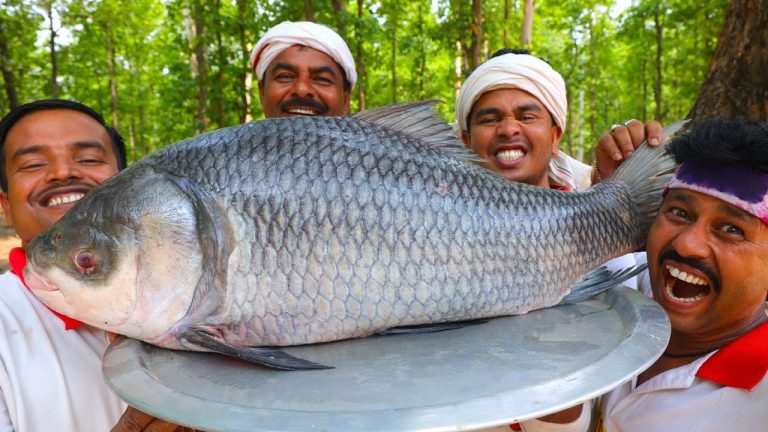 20 kg Big Katla fish recipe with Bengali famous Alu Posto cooking for village people