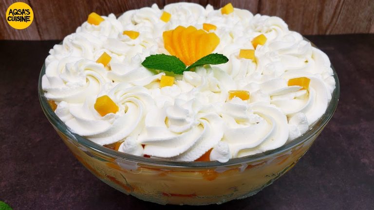 Easy Mango Dessert Recipe by Aqsa's Cuisine | Mango Trifle Delight, Mango Dessert, No Bake Desserts