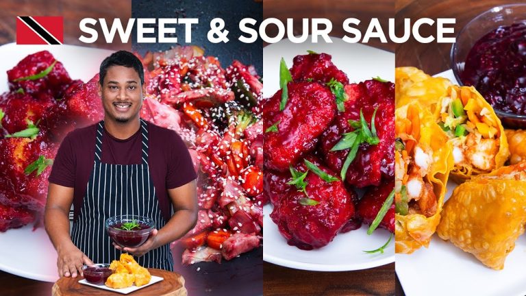 Sweet & Sour 4 Ways: Chicken, Baigan, Pork, Shrimp Spring Roll Recipe by Chef Shaun 🇹🇹 Foodie Nation
