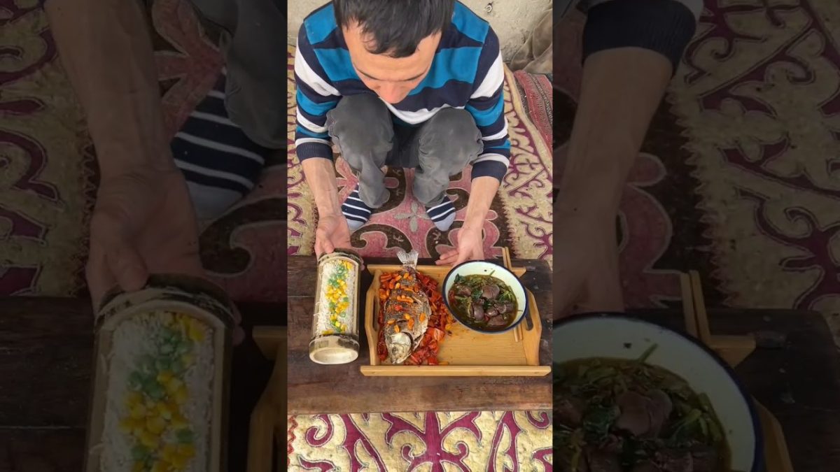 Bamboo Rice with Fish #foryou #food #viral #cooking #recipe #meat #campingfood #shorts #viralvideo