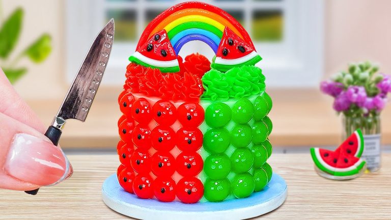 Watermelon Rainbow Jelly Cake Decorating 🍉 Miniature Cake Mini Dessert Recipes 🌈 Petite Mastery