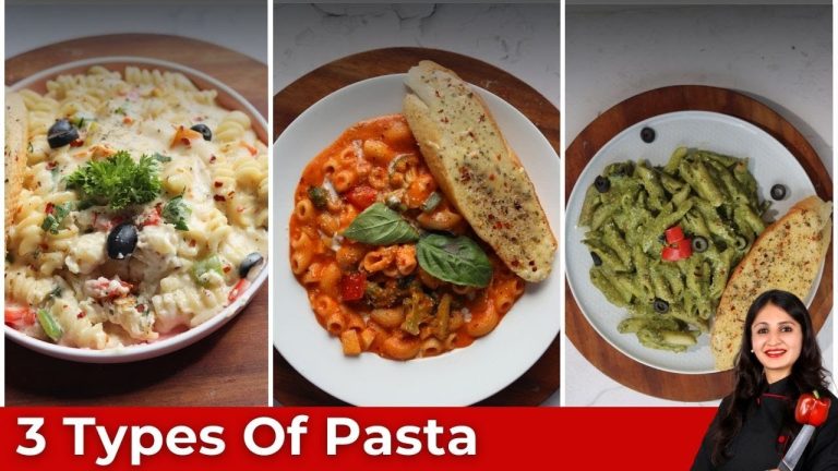 3 Types of Pasta and 1 Pasta from Scratch | इतना आसान और टेस्टी पास्ता | Rosa, Alfredo, Pesto Pasta