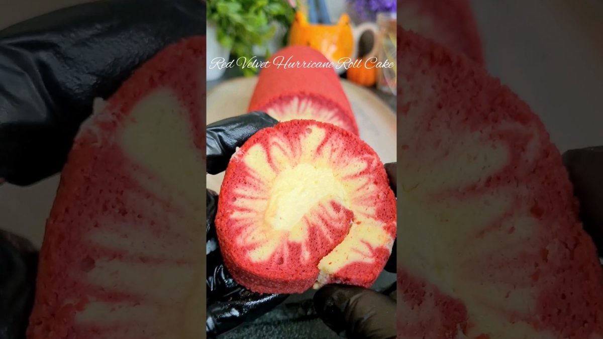 Fluffy Red Velvet Hurricane Roll Cake, recipe IG “the_sutedjos_family” #swissrollcakerecipe #cake