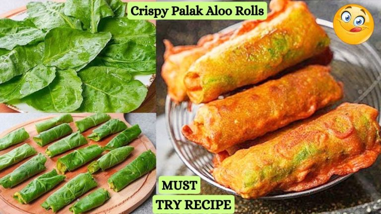 Palak Aloo Roll Recipe | Crispy Spinach Roll | Palak ke Pakode | Stuffed Palak Pakoda #cooking #food