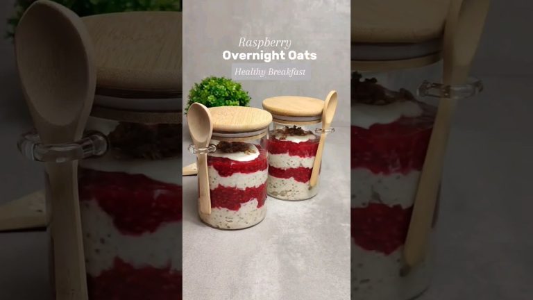 Raspberry overnight oats meal prepare for breakfast ? #overnightoats #healthyrecipes #asmr