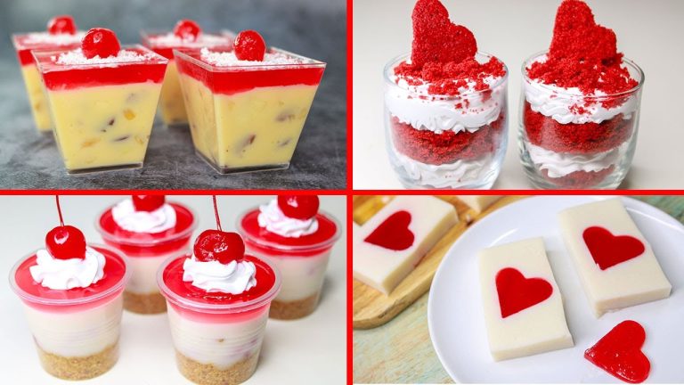 4 Easy Valentine Special No Bake Dessert Recipe | Eggless & Without Oven | Yummy