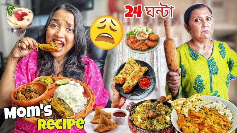 I ate MOM's Secret RECIPES for 24 Hours – Chicken Fry, Loitta Shutki & More – FOOD CHALLENGE India
