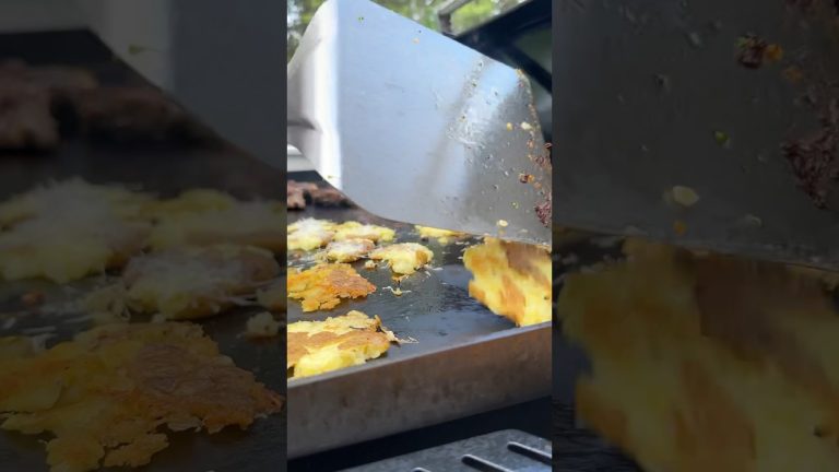 New York Strips & Smashed Potatoes on the griddle