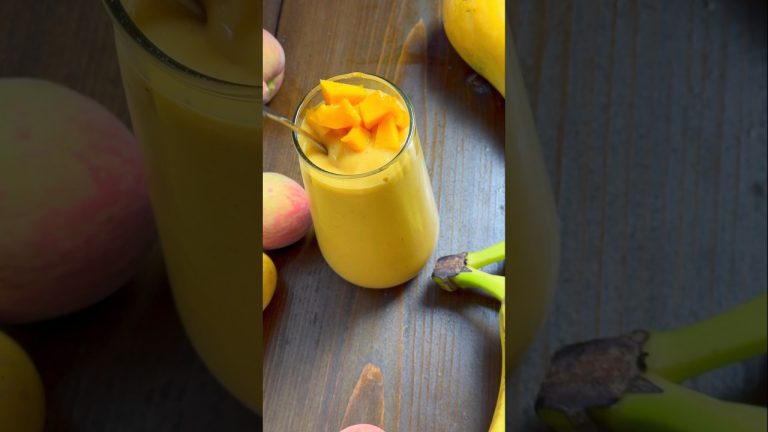 Refreshing summer mango banana peach #smoothie #shorts #drink