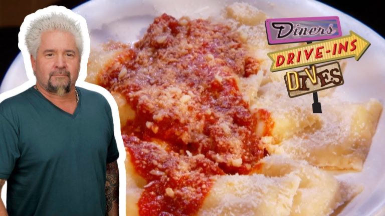 Guy Fieri Eats BBQ Chicken RAVIOLI in Providence 😲 | Diners, Drive-Ins and Dives | Food Network