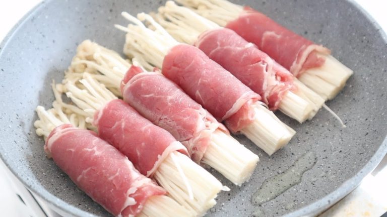 BEEF ENOKI ROLL RECIPE | ENOKI MUSHROOM WRAPPED WITH BEEF