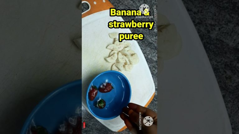 Banana & strawberry puree for 6month baby|6month baby food|baby food recipe|baby recipes