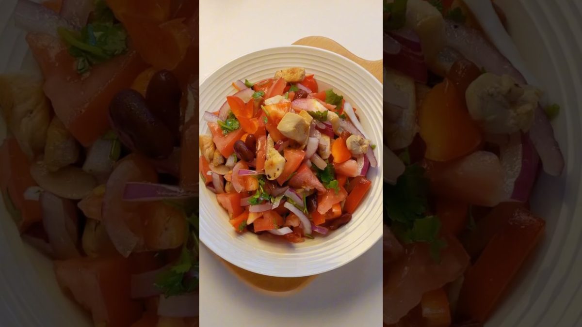 Protein meets vegetables-Tomato Chicken Salad🍅🐔🥗！#tomato #salad #recipe #cooking#stopmotion