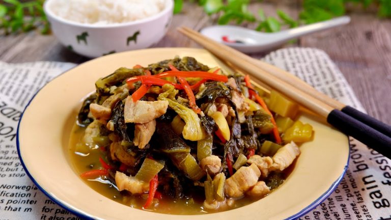 Super Easy Old School Sour Pickled Mustard Pork Belly 酸菜五花肉 Quick Braised Chinese Pork Recipe