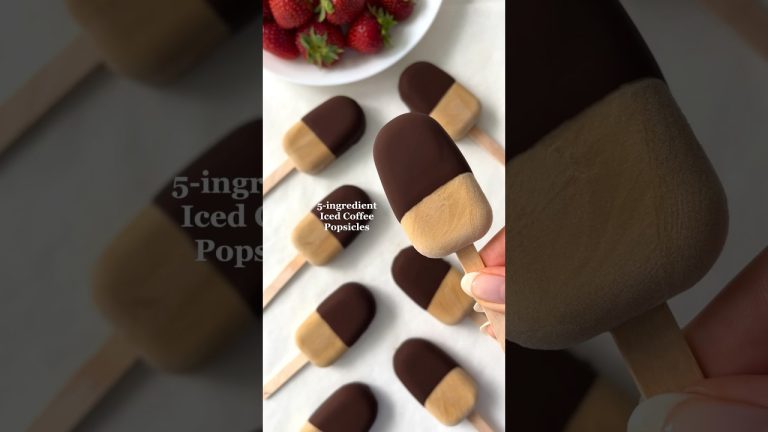 5-ingredient Iced Coffee Popsicles☀️ #easyrecipes #popsicles #icedcoffee #easydessert