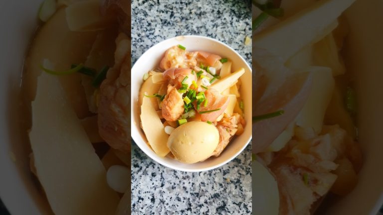 Yummy! Braised Pork Legs Bamboo Shoot Ginger #khmerfoods #food #localfood #braisedpork