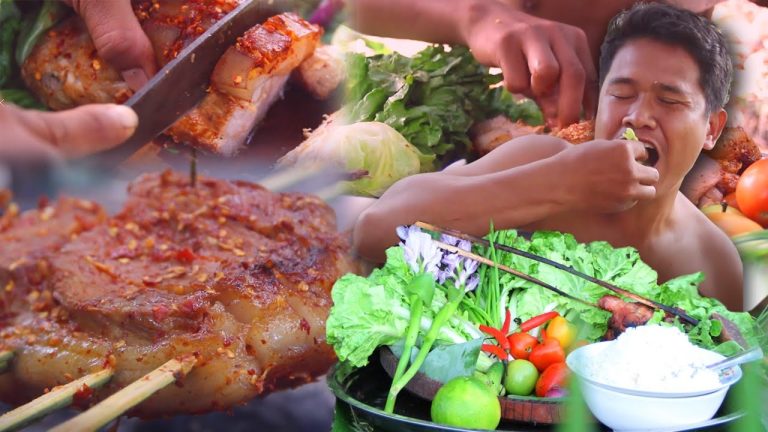 Tasty! Roasted Pork Belly Hot Garlic Recipe Eating So Crispy