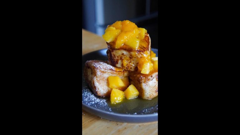 Peach and Mango Hawaiian Roll French Toast