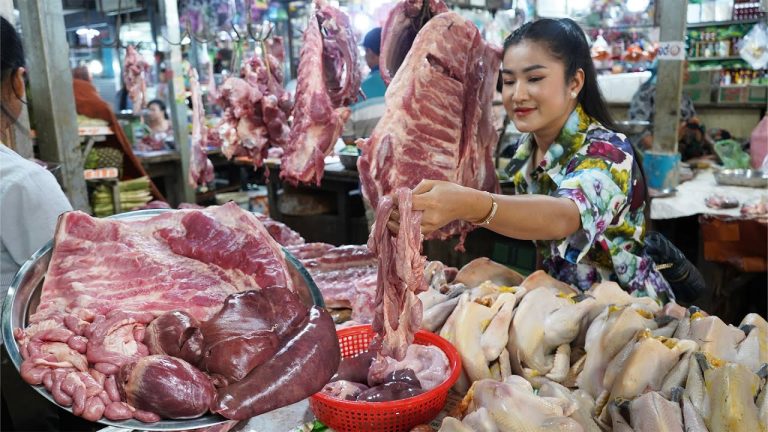 Market show: Banh hoi recipe –  Pork, pork organs cooking – Countryside Life TV
