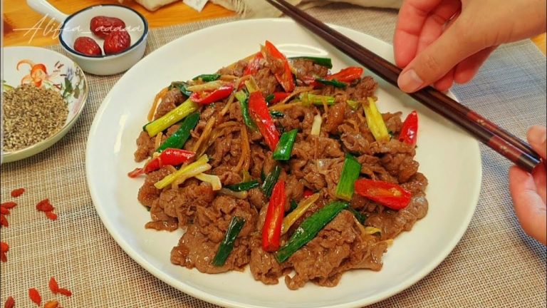 easy healthy Asian recipes!!, stir fry beef with green onions, marinated beef slice recipe