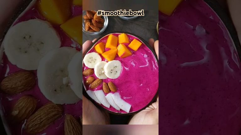 Smoothie Bowl Recipe | 4 Ingredient thick and prettiest smoothie bowl #smoothiebowl