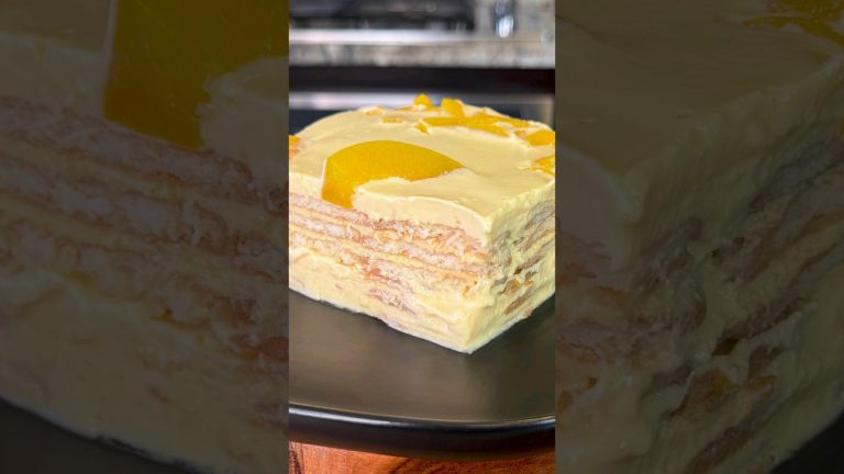 Carlota de Durazno Peach Cake Dessert Recipe #shorts