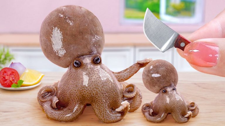 3000+ Awesome Seafood Recipes 😍 How To Make Miniature Baby Octopus Chilli Pizza 🐙 Tina Mini Cooking