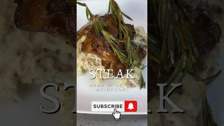 “Epic Vegan Feast 🍽️ | Savory Steak & Creamy Mashed Potatoes with Oyster Mushrooms” #steak #foodie