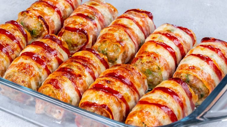 These rolls with bacon and minced meat are my husband's favorite recipe!
