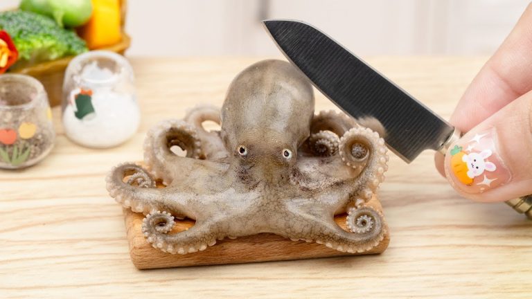 Recipes Miniature Seafood 🐙  Miniature Deep Fried Octopus Japanese Karaage  😍 Recipes Seafood