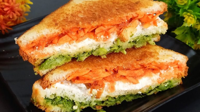 Triple Layer Sandwich Recipe | Tricolour Sandwich Recipe | Bread Sandwich Recipe