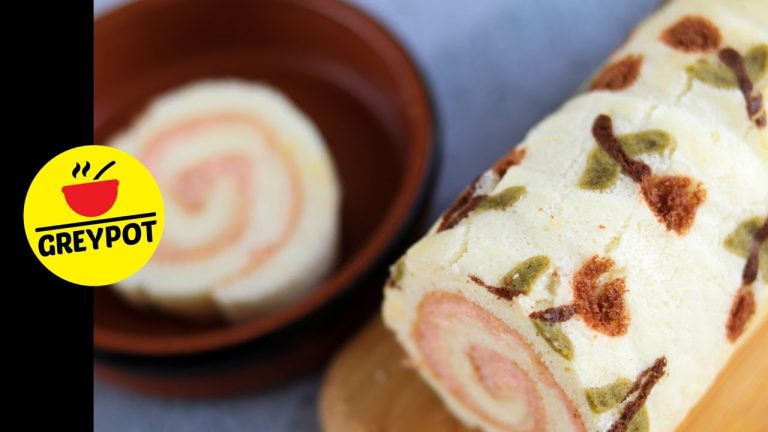 Pattern Swiss Roll Recipe | Floral Design Roll Cake | Easy Pattern Roll Cake