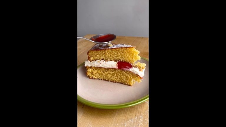 Victoria sponge with a roasted strawberry twist