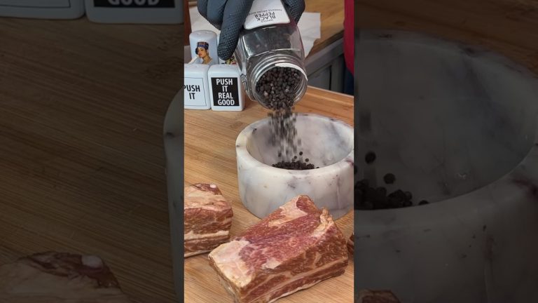 Black Pepper crust protects the beef for the long cook #bbq #shortribs #cookingchannel