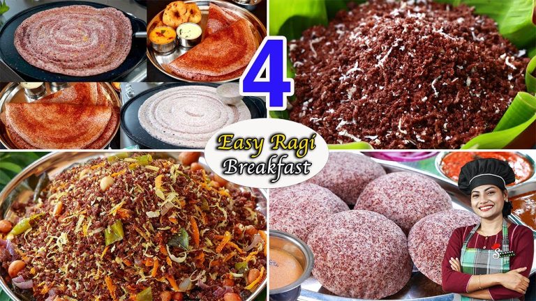 Breakfast ന് റാഗി കൊണ്ട് 4 രുചികളിൽ ഇങ്ങനെ ചെയ്യൂ, ജോലി ഈസി 😋👌| 4 Easy Ragi Breakfast Recipes