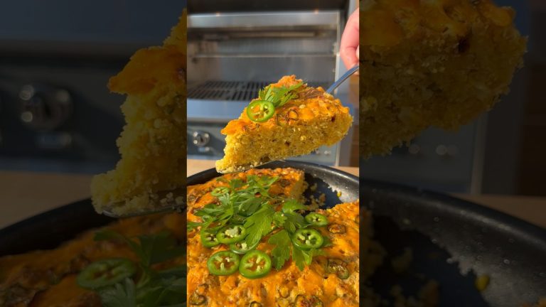 Grilled Jalapeño Cheddar Cornbread #foodie #cornbreadrecipe