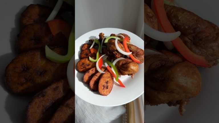 Haitian Fried Chicken & Plantains 🍗🍌 #cooking #food #foodshorts #shorts