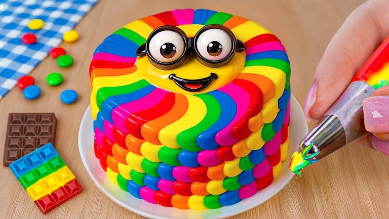 Satisfying Rainbow Cake With Buttercream Decorating | So Yummy Dessert Recipes So Tasty