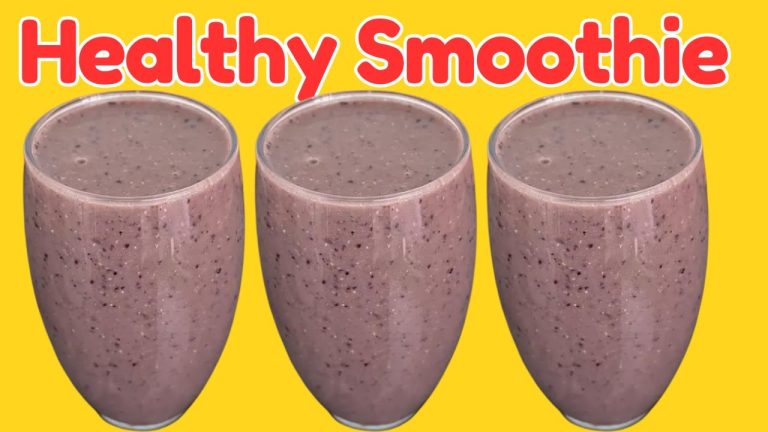 Healthy smoothie for breakfast! blueberry oats banana!