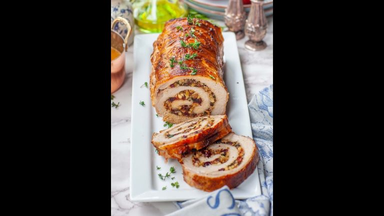 Bacon & Apple Stuffed Pork Loin – impressive holiday recipe! #shorts