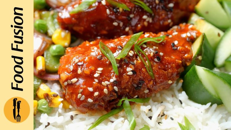 Honey Sriracha Crispy Chicken Rice Bowl Recipe by Food Fusion