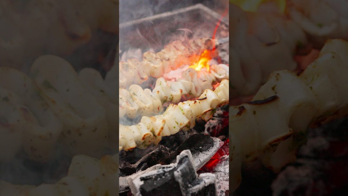 Chimichurri squid skewers #bbq #seafood #skewers