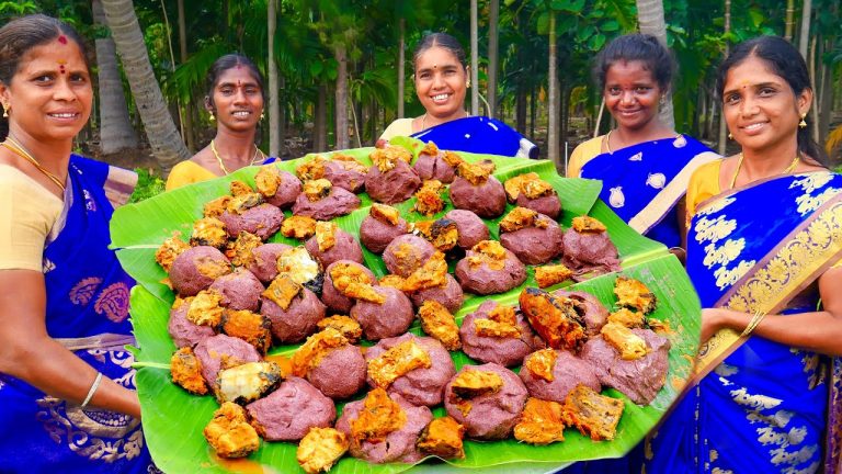 KALI with MEEN KULAMBU | Healthy Ragi Mudde and Fish Recipes | Cooking Traditional Village Food